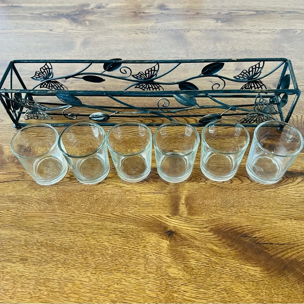 Beautiful Black Metal Butterfly Tea Light Holder